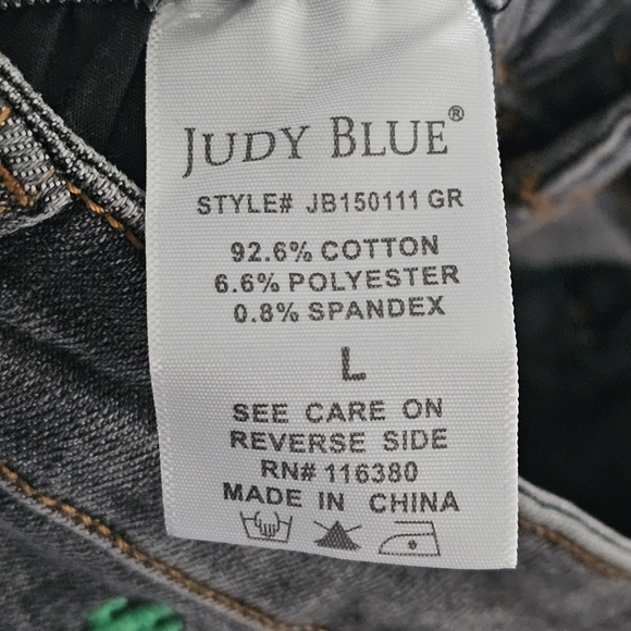 Judy Blue Shorts Grey Denim Size Large Cactus Embroidered‎ High Rise NWT Stretch - Picture 12 of 16